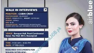 Air Blue Jobs 2023 &ndash; Female Cabin Crew Opportunities in Rawalpindi -Latest Air Blue Jobs
