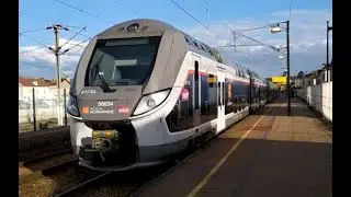 Départ et accélération d'un Omneo Premium de la gare de Vernon-Giverny
