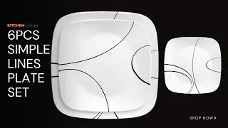 6pcs Set Simple Lines Square Dinnerware Set Dish Set Dinner Plate Set