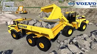 Farming Simulator 19 - VOLVO A40G Mining Dump Truck Loading Large Stones