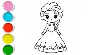 Cute Elsa Frozen Drawing, Painting and Coloring For Kids and Toddlers | Let's Draw Together