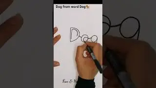 اكتبها وشوف هتتحول لإيه😉Turn dog word into really dog drawing #Artتعلم #فن #رسم #painting #easydraw