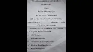 Bcom sem3, Retail management question paper december 2024