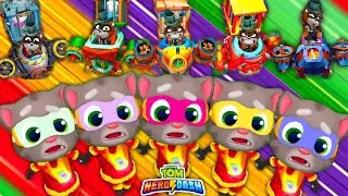 TALKING TOM HERO DASH : ALL BOSSES RACCOONS ATTACK ON COLOR OUTFIT VS SUPER TOM FIGHT FOR ALL FRIEND