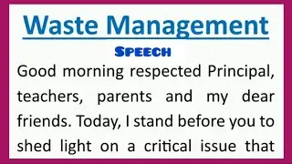 Waste Management Speech in English by Smile Please World
