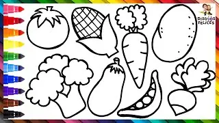 Dibuja y Colorea Verduras 🍅🌽🥕🥔🥦🍆Dibujos Para Ni&ntilde;os
