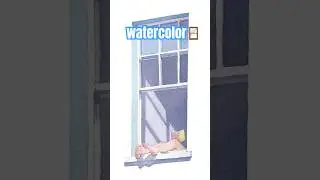 watercolor painting, window, reading #painting #illustration #watercolor  #sketch #artist #artwork