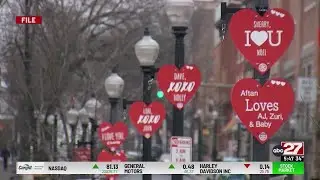 Valentine's Day tunnel and community message board in Lancaster