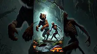 zombie tiger and monkey dance #zombie #horror #ai #spooky #monkey