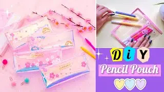 How to make clear pouch without zipper _ DIY pencil case _ School craft