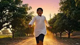 Village Boy Running in Sunset 🌅✨ | Peaceful Nature Shorts @SatyamVlog6 