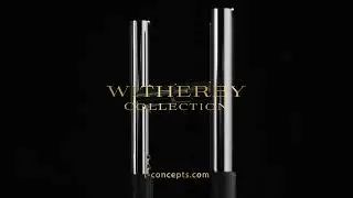 Witherby Collection Luxury Non-Locking Ladder Pull Handle In Polished Chrome and Grey Leather