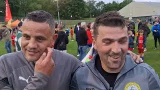Najeh Braham und Mehmet Dragusha nach dem Spiel der Lotto-Elf in Tarforst