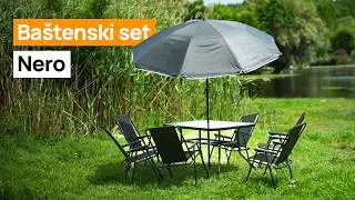 Set za ba&scaron;tu Nero: 6 stolica i sto sa XL suncobranom | Uredi dom