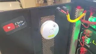 Kiddie 10-year lithium smoke detector inside EG4 server rack battery cabinet