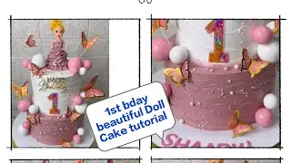 3 kg two tier  beautiful doll cake banaya for 1st bday  video on every singel details 😍 Watch now