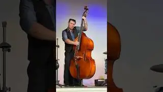 Jim Swinnerton playing double bass with Jools and the jazzaholics at the Bude jazz festival 2024