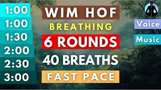 WIM HOF Guided Breathing | 40 Breaths 6 Rounds Fast Pace | Up to 3:00min