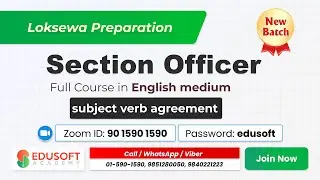 Loksewa Section Officer Full course in English Medium subject verb agreement Class   @EdusoftLoksewa