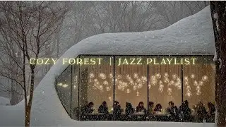Cozy Winter Forest Cafe Ambience: Relaxing Jazz & Fireplace Sounds for Work, Study & Sleep ❄️