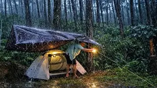 SURVIVING THE STORM: Solo Camping in Heavy Rain (Cozy ASMR)‼️