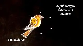 ஆனிமாதம் கோலம் -6 பறவை கோலம் 3x2 dots #s4sexplores #dailykolam #birdkolam #art #colourfulkolam #3x2