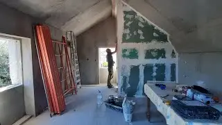 #06 APLICAÇÃO DE ARGAMASSA NAS PAREDES E TETO  DO QUARTO.#casa #construção #reforma #remodelação