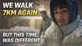 We walked again in snow fall for that hot bath 🤧 #snowfall #manalisnowfall #manali #vlogging #viral 