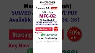 MFC 02 Solved Assignment PDF 2024-25 in English, MAFCS program MFC-02 Solved assignments