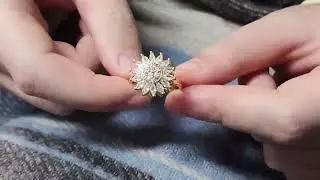 Sunflower Fidget Ring for Women Gold Anxiety Crystal Rings Cubic Zirconia Sunflower Open