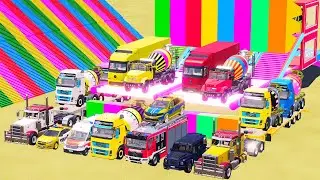 TRANSPORTING POLICE CARS, AMBULANCE, FIRE TRUCK, COLORFUL CARS WITH TRUCK FARMING SIMULATOR 22 #37