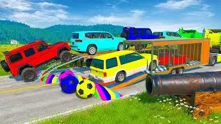 Flatbed Truck McQueen | Transportation with Truck - Pothole vs Car # | BeamNG.Drive Gameplay