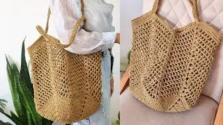 Easy Crochet paper yarn Bag Tutorial | Mesh Beach Bag