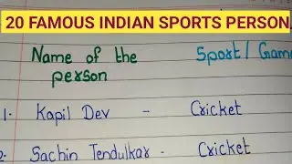 20 FAMOUS INDIAN SPORTS PERSON//