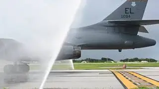 B-1B Lancers bomber Landing at Andersen AFB, Guam.