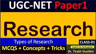 UGC-NET Paper1 unit Research MCQS + Concepts + Tricks CLASS-01 Learn to Actualize Dr. Tirath Dustbin