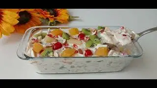 1 min Delicious Creamy Fruit Salad! (Secret ingredient) Fruit cream Dessert #FruitSalad #Dessert