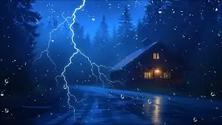 Quality Sleep and Stress Relief with Powerful Rain and Thunder in the Night Forest