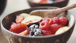 Coconut Shell Halves Natural Bowl Fruit Craft Food Container Wooden Spoon Fork