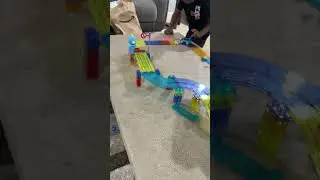 This magnetic tile race track kept my boys busy for hours today! They sold out last year so hurry