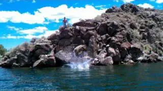 Rock jumping at Topaz Lake NV.