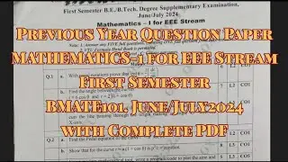 Mathematics-1 for EEE and ECE Stream PYQ june/july 2024 VTU syllabus 22 scheam with pdf