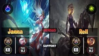 Challenger JANNA [Arcane Comet] (Support) VS  RELL - Challenger KR Patch 11.7