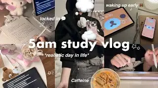 *realistic*5:30am study vlog 🐻 a study day in my life, locked in on a cold morning, lots of caffeine