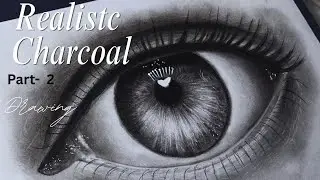 Live Charcoal Eye Drawing👁️ | Hyper Realistic Eye Sketch  🌸 Part-2