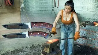 Forging & Heat Treatment of a Blacksmith Knife in the Forge &ndash; Knife Making Process | Female Maker
