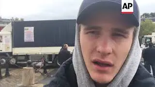 Protesting French funfair ride owners block traffic in Paris