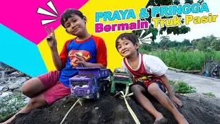 Praya Dan Pringga Bermain Truck Pasir dan Mandikan Truck