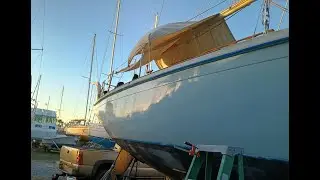 Sanding Boat Hull with support