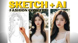AI Sketch: Beautiful Fashionista in White Amidst a Daisy Garden #ai #youtube #shortsart #shortsfunny